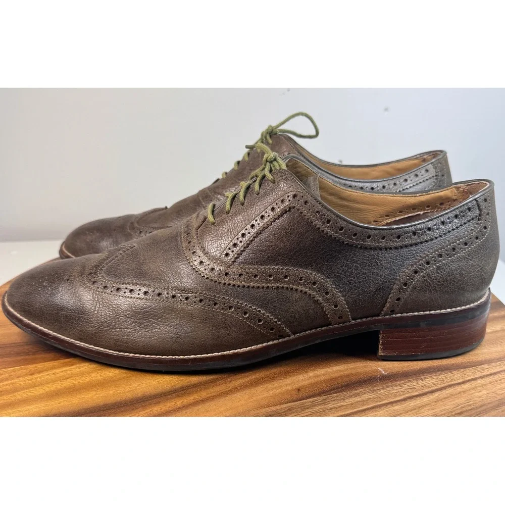 Cole Haan Mens Wingtip Oxfords Brown Leather Grand OS Lace Up Dress Shoes Sz 15M